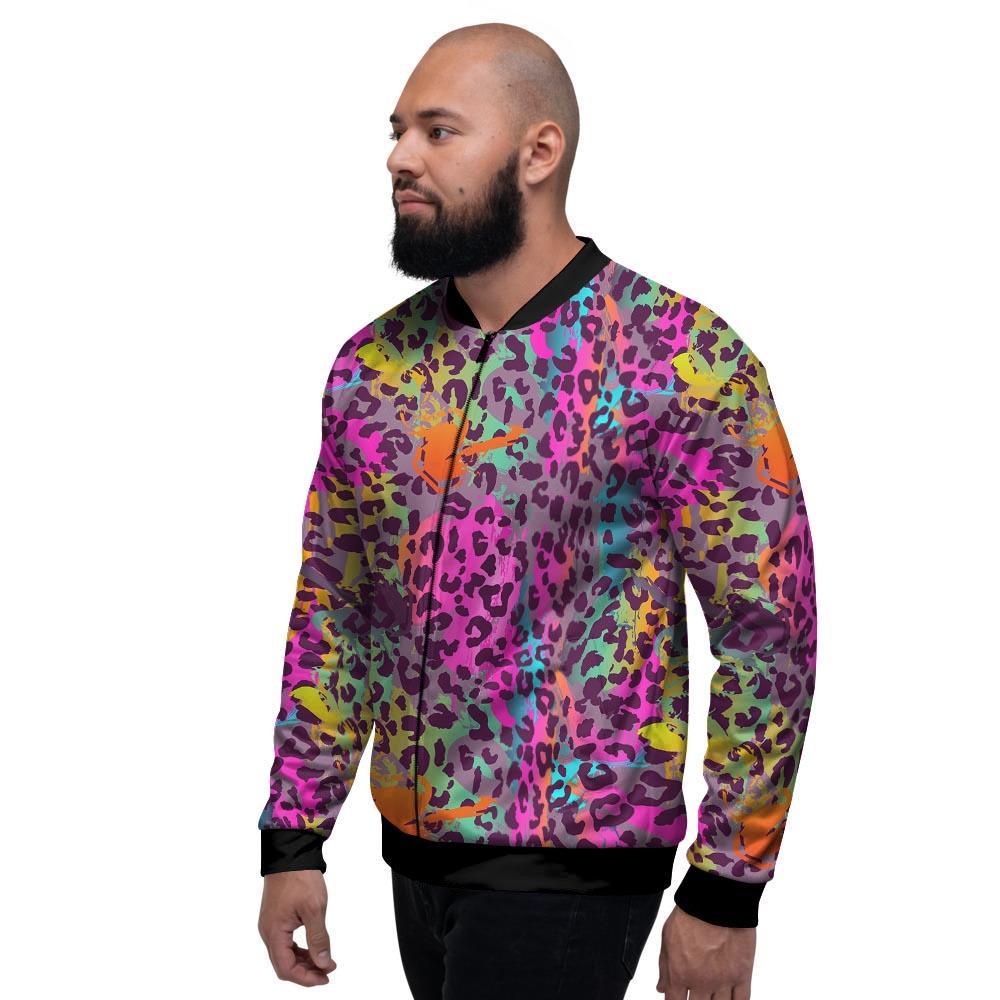 Colorful Leopard Men's Bomber Jacket-grizzshop