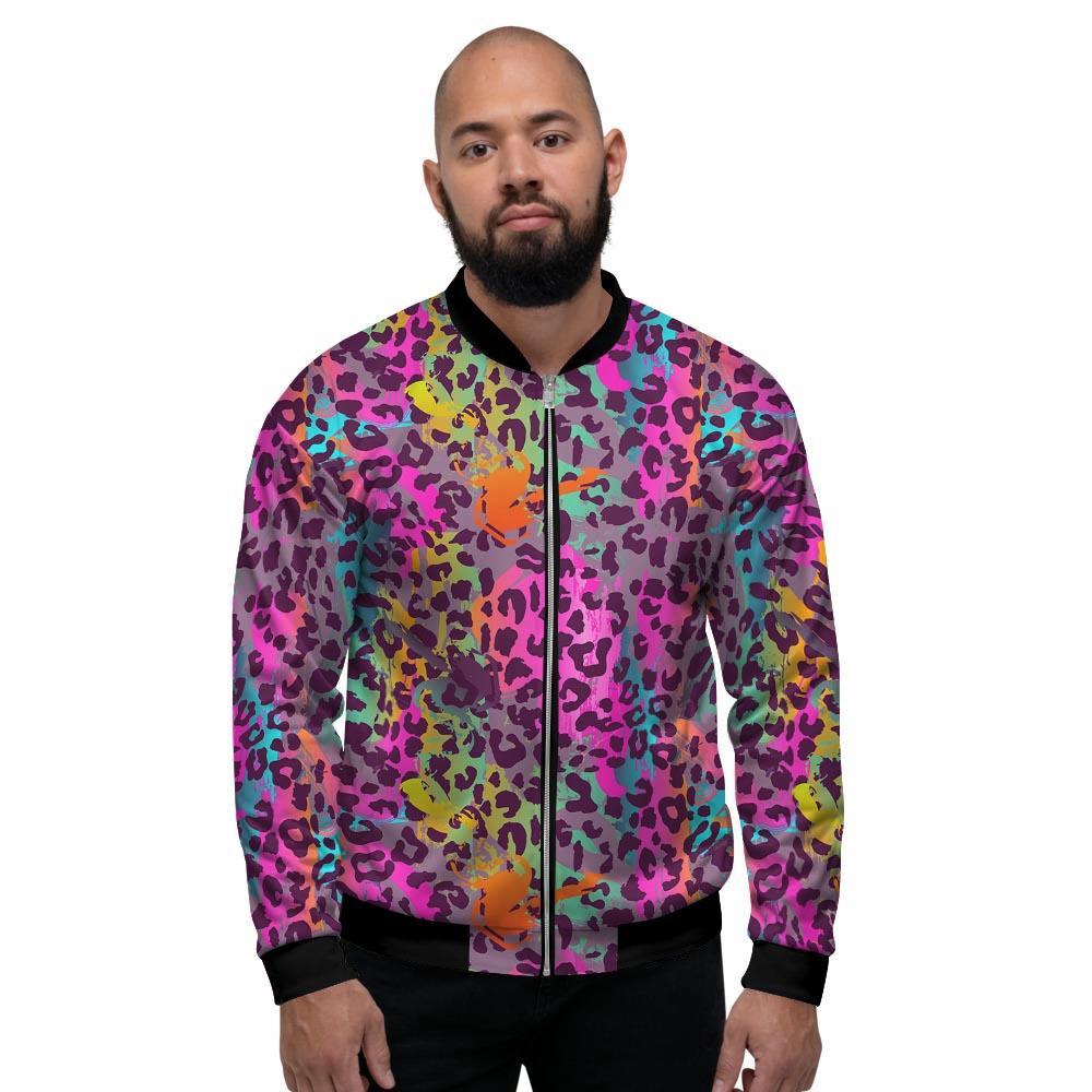 Colorful Leopard Men's Bomber Jacket-grizzshop