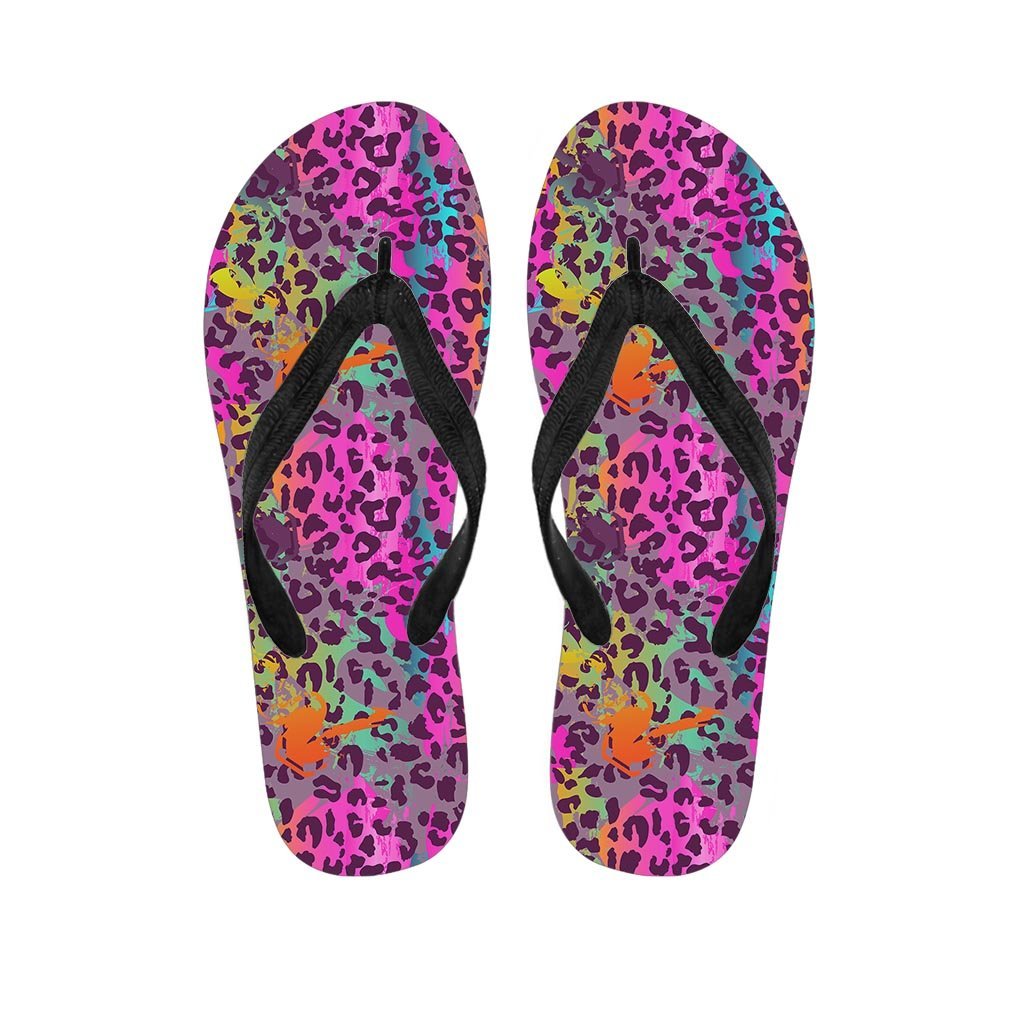 Colorful Leopard Men's Flip Flops-grizzshop