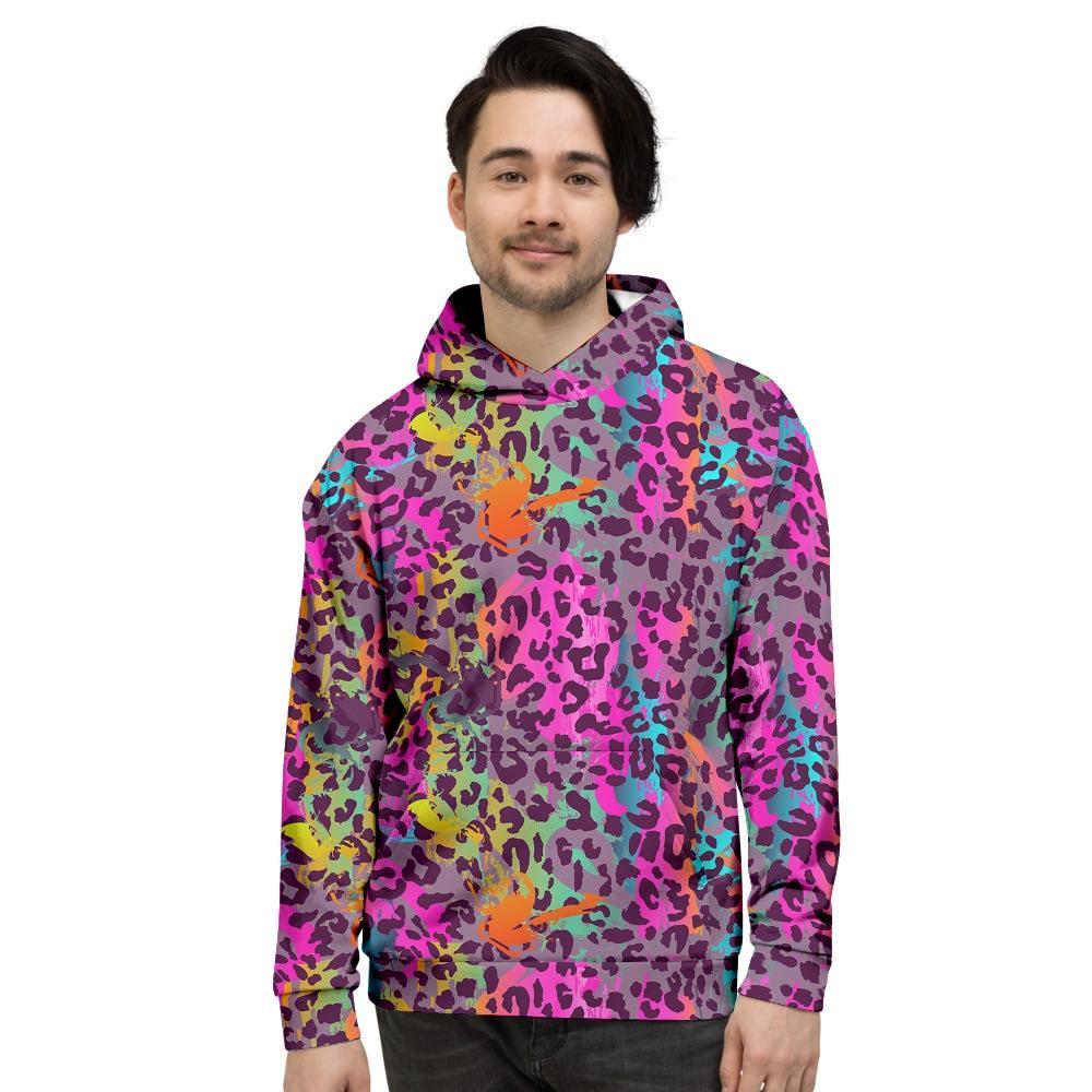 Colorful Leopard Men's Hoodie-grizzshop
