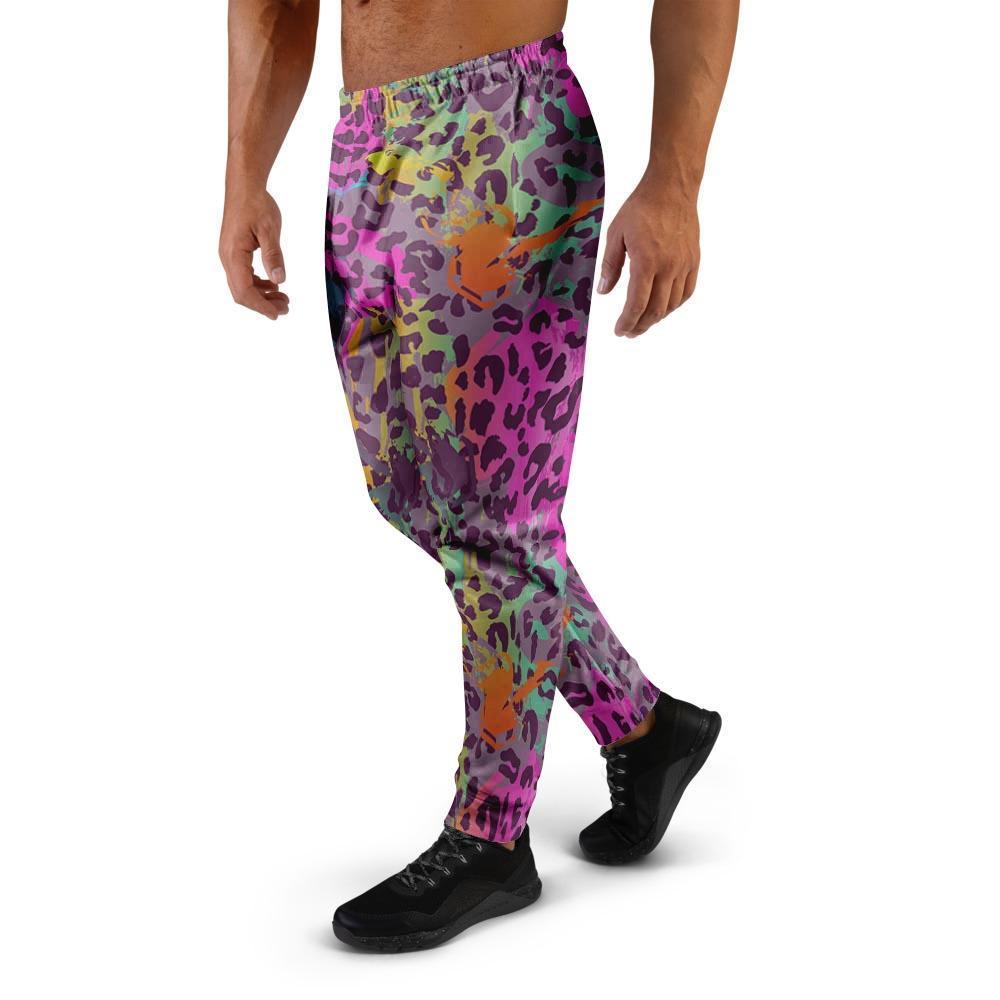 Colorful Leopard Men's Joggers-grizzshop