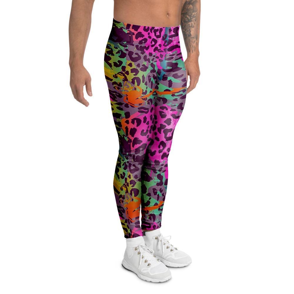 Colorful Leopard Men's Leggings-grizzshop