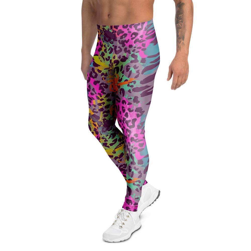 Colorful Leopard Men's Leggings-grizzshop