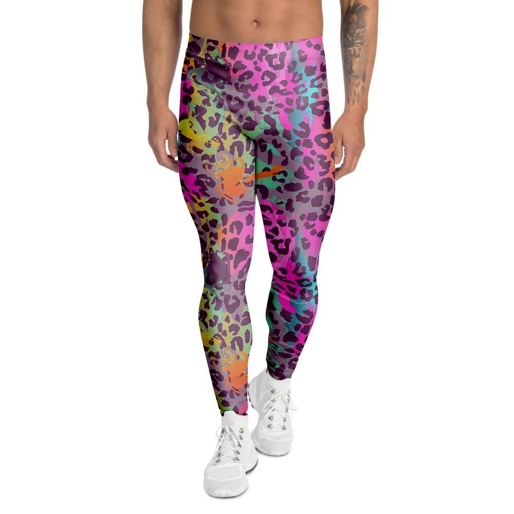 Colorful Leopard Men's Leggings-grizzshop