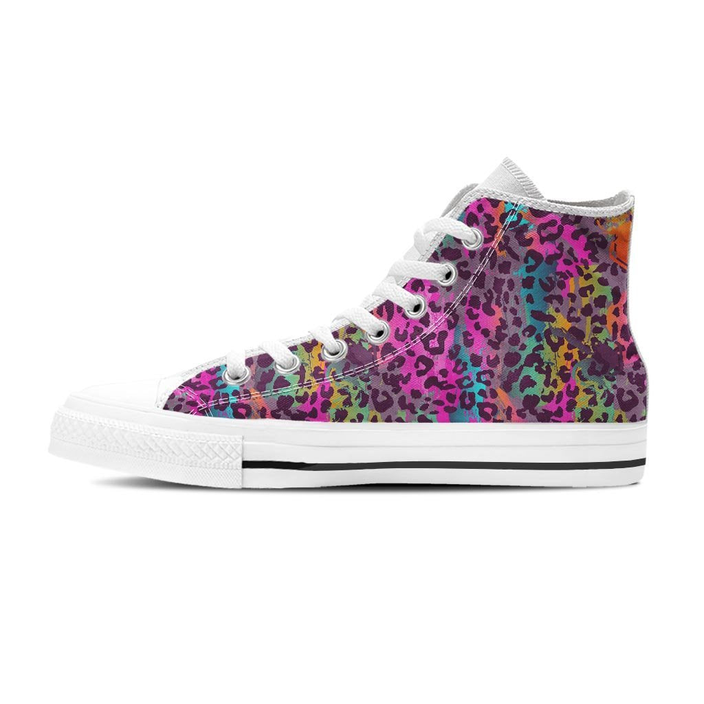 Colorful Leopard Women's High Top Shoes-grizzshop