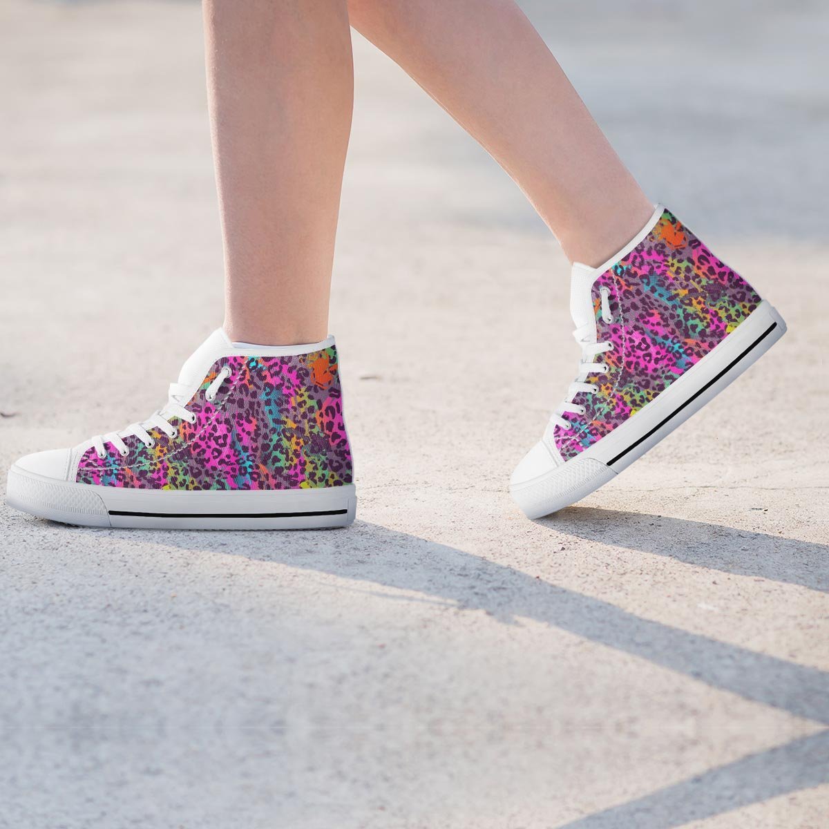 Colorful Leopard Women's High Top Shoes-grizzshop