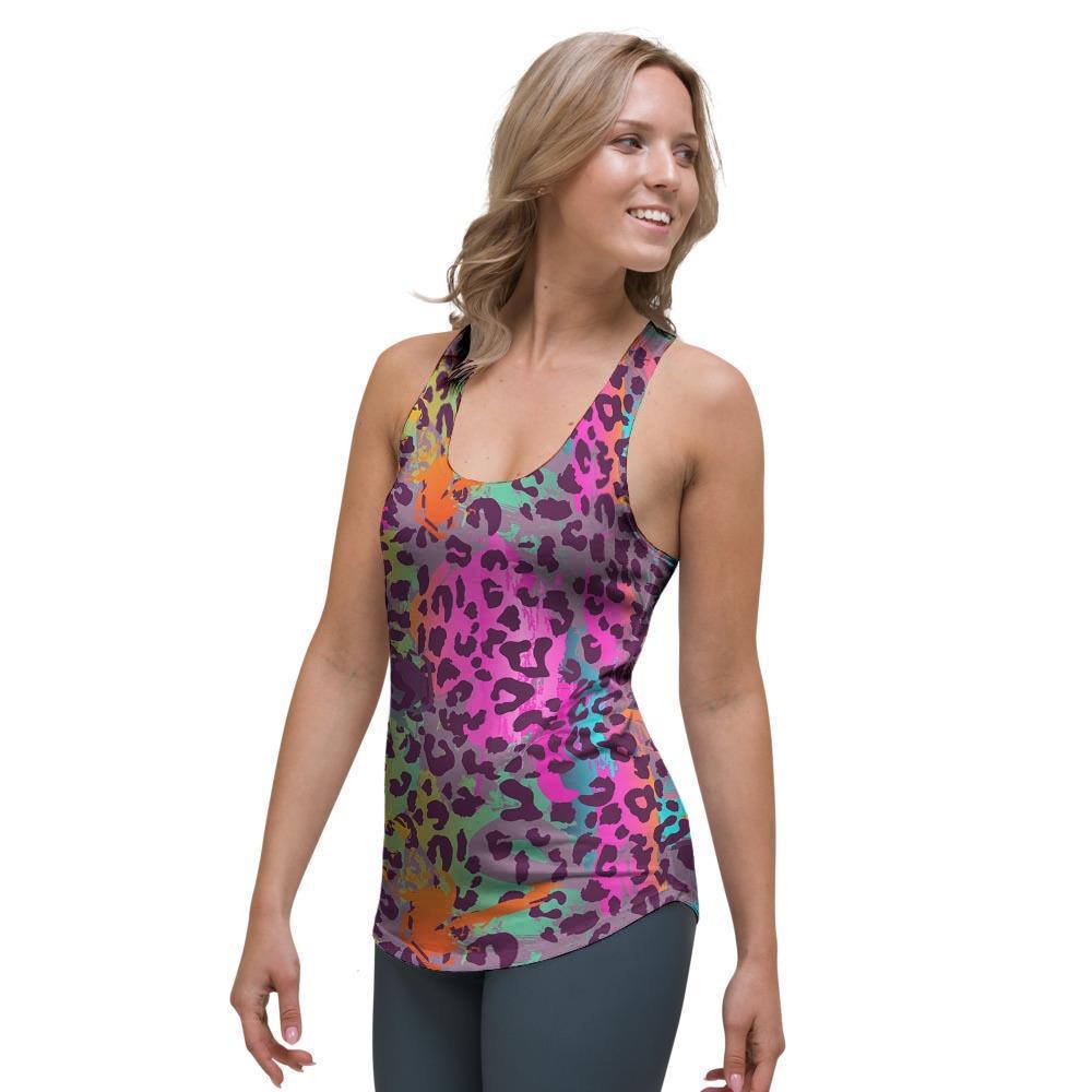 Colorful Leopard Women's Racerback Tank Top-grizzshop