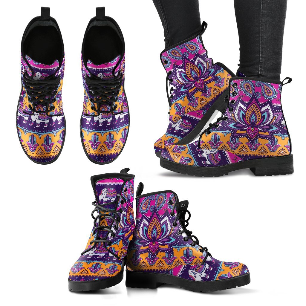 Colorful Lotus Women's Leather Boots-grizzshop