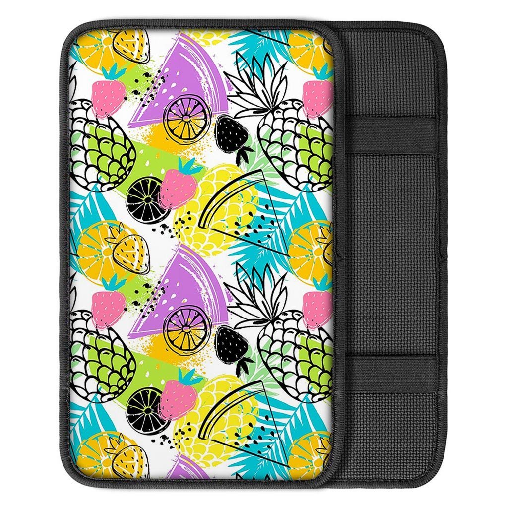 Colorful Mix Fruit Pineapple Hawaiian Print Car Console Cover-grizzshop