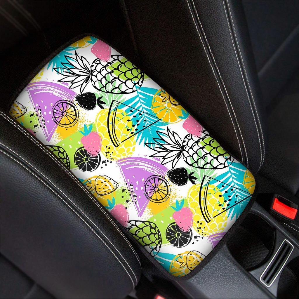 Colorful Mix Fruit Pineapple Hawaiian Print Car Console Cover-grizzshop