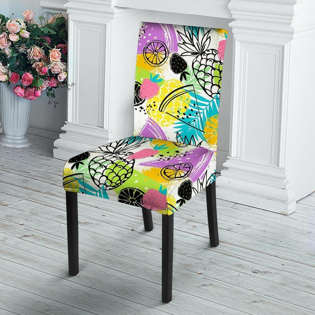 Colorful Mix Fruit Pineapple Hawaiian Print Chair Cover-grizzshop