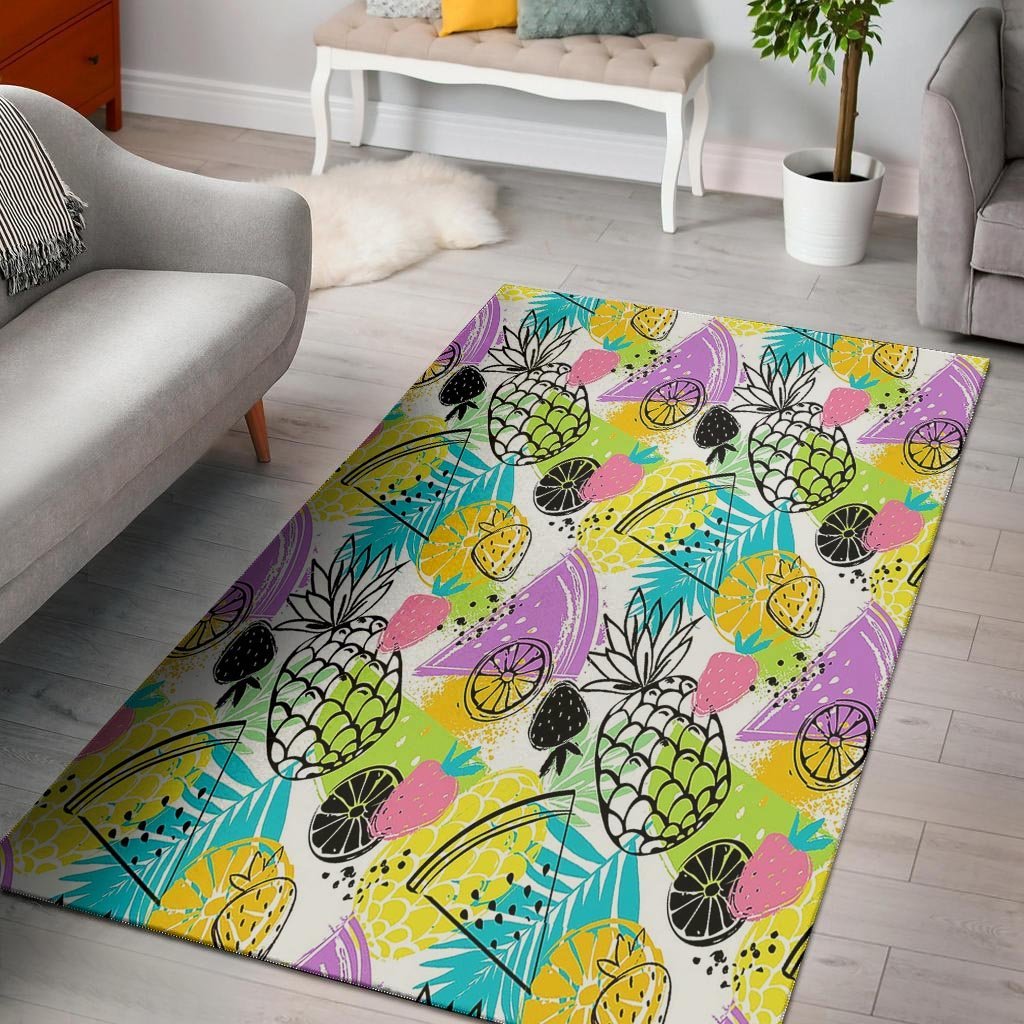Colorful Mix Fruit Pineapple Hawaiian Print Floor Mat-grizzshop