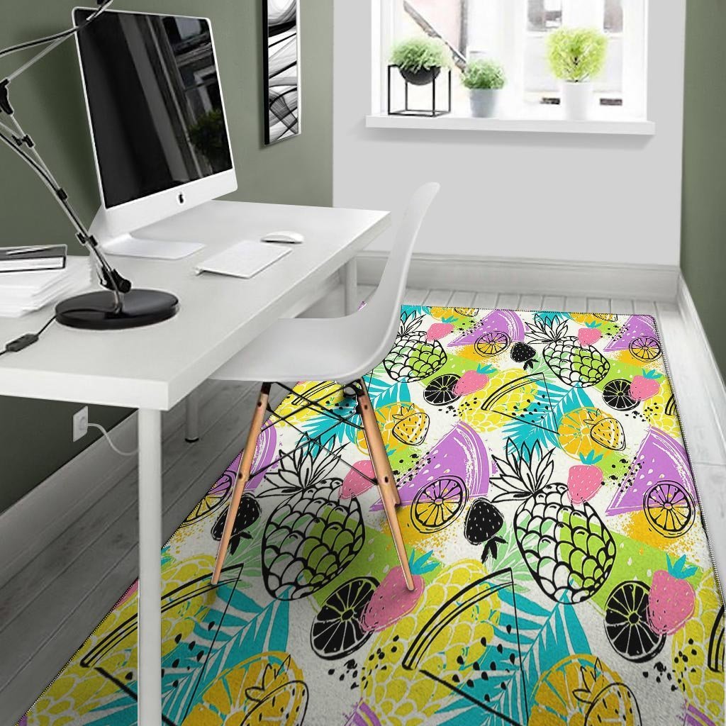 Colorful Mix Fruit Pineapple Hawaiian Print Floor Mat-grizzshop