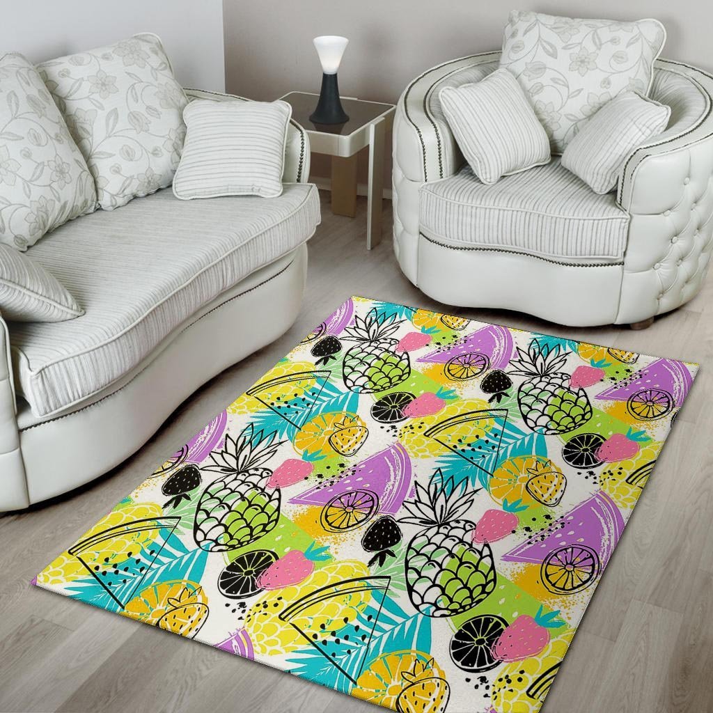 Colorful Mix Fruit Pineapple Hawaiian Print Floor Mat-grizzshop