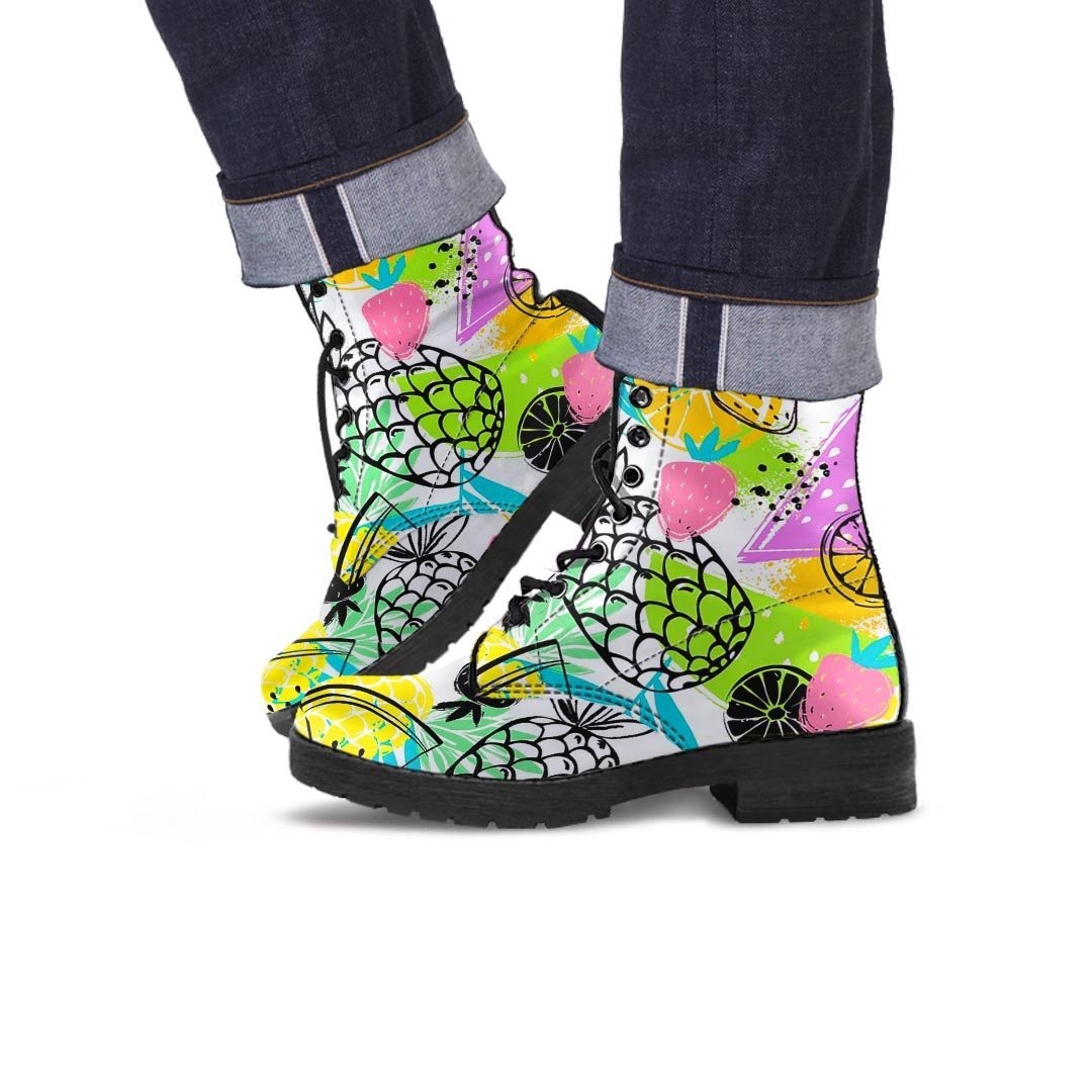 Colorful Mix Fruit Pineapple Hawaiian Print Men's Boots-grizzshop