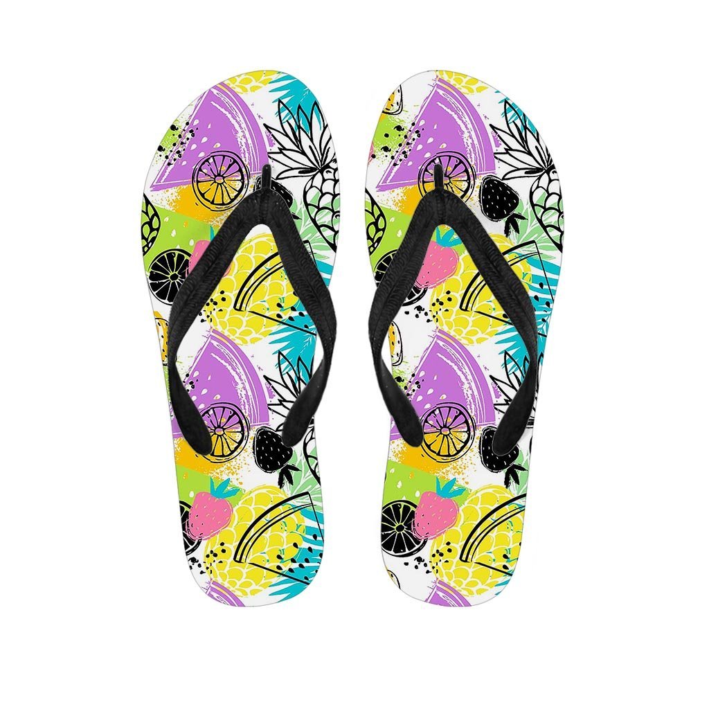 Colorful Mix Fruit Pineapple Hawaiian Print Men's Flip Flops-grizzshop