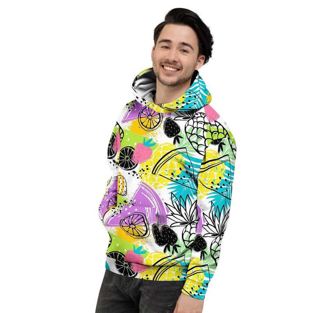 Colorful Mix Fruit Pineapple Hawaiian Print Men's Hoodie-grizzshop