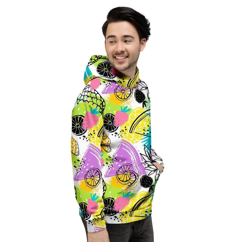 Colorful Mix Fruit Pineapple Hawaiian Print Men's Hoodie-grizzshop