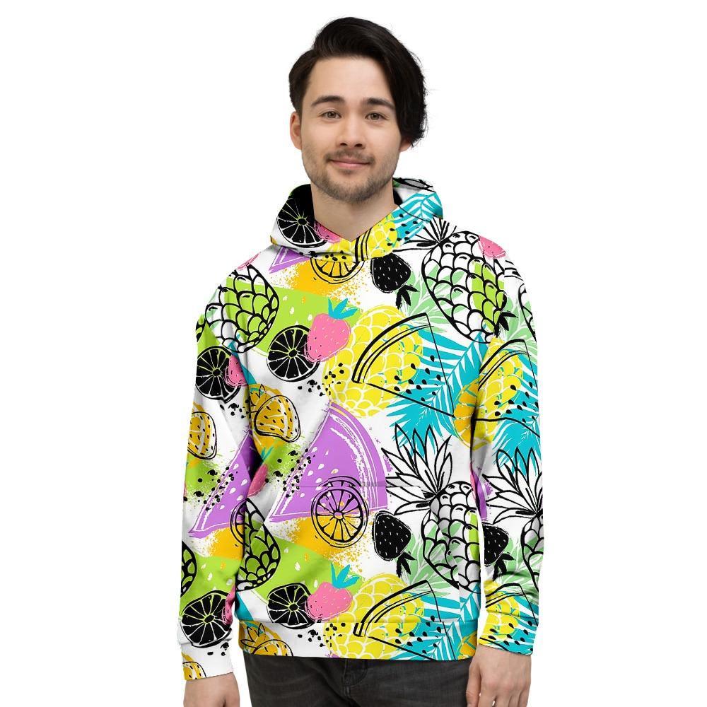 Colorful Mix Fruit Pineapple Hawaiian Print Men's Hoodie-grizzshop