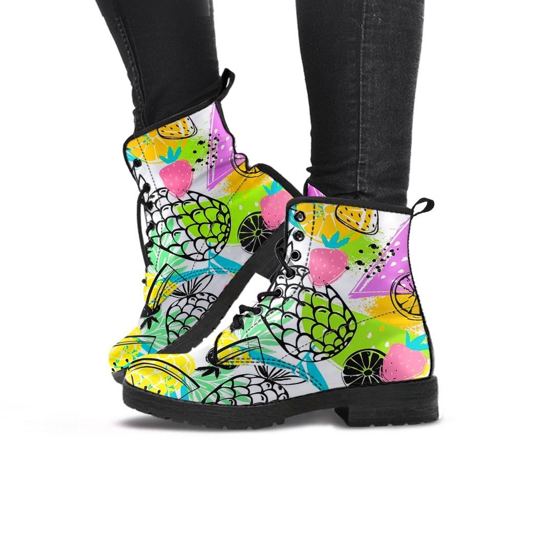 Colorful Mix Fruit Pineapple Hawaiian Print Women's Boots-grizzshop