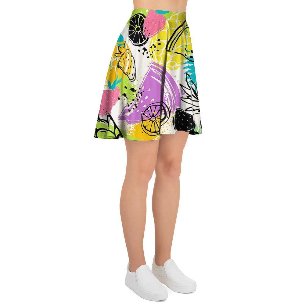 Colorful Mix Fruit Pineapple Hawaiian Print Women's Skirt-grizzshop