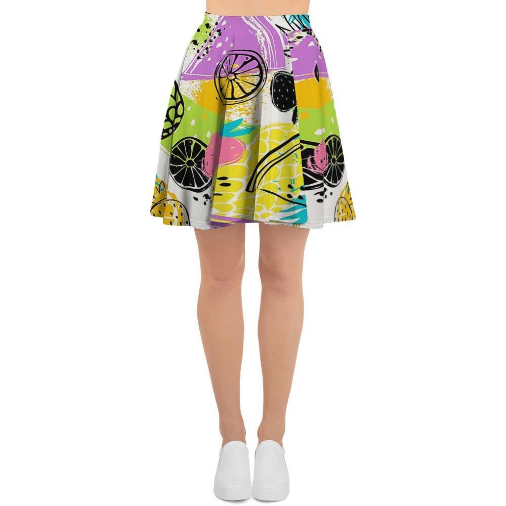 Colorful Mix Fruit Pineapple Hawaiian Print Women's Skirt-grizzshop