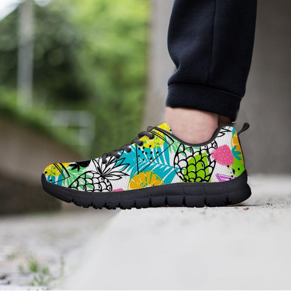 Colorful Mix Fruit Pineapple Hawaiian Print Women's Sneakers-grizzshop