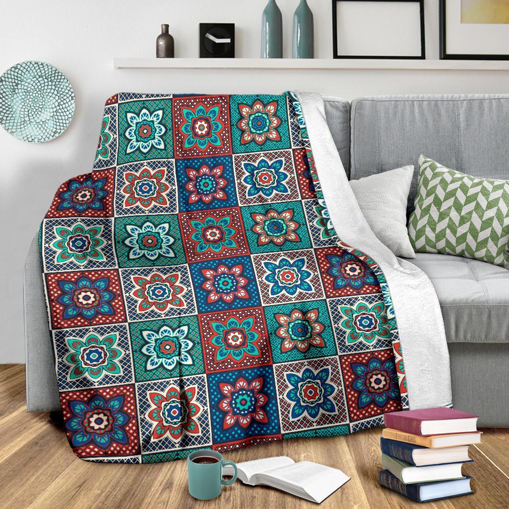 Colorful Mosaic Print Pattern Blanket-grizzshop