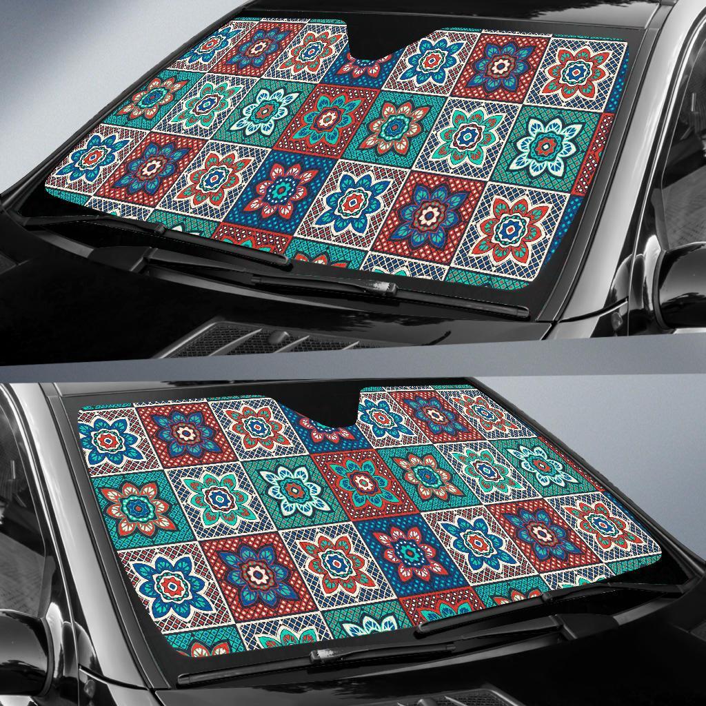 Colorful Mosaic Print Pattern Car Sun Shade-grizzshop