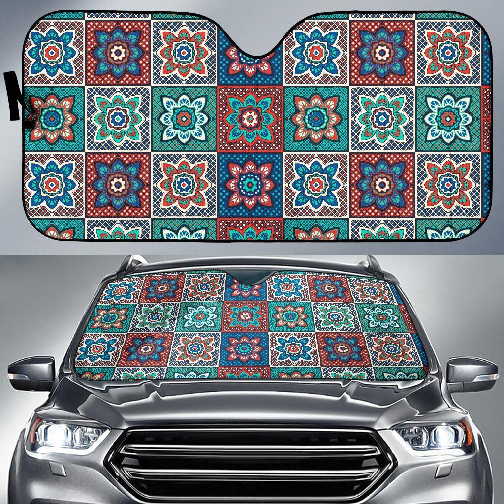 Colorful Mosaic Print Pattern Car Sun Shade-grizzshop