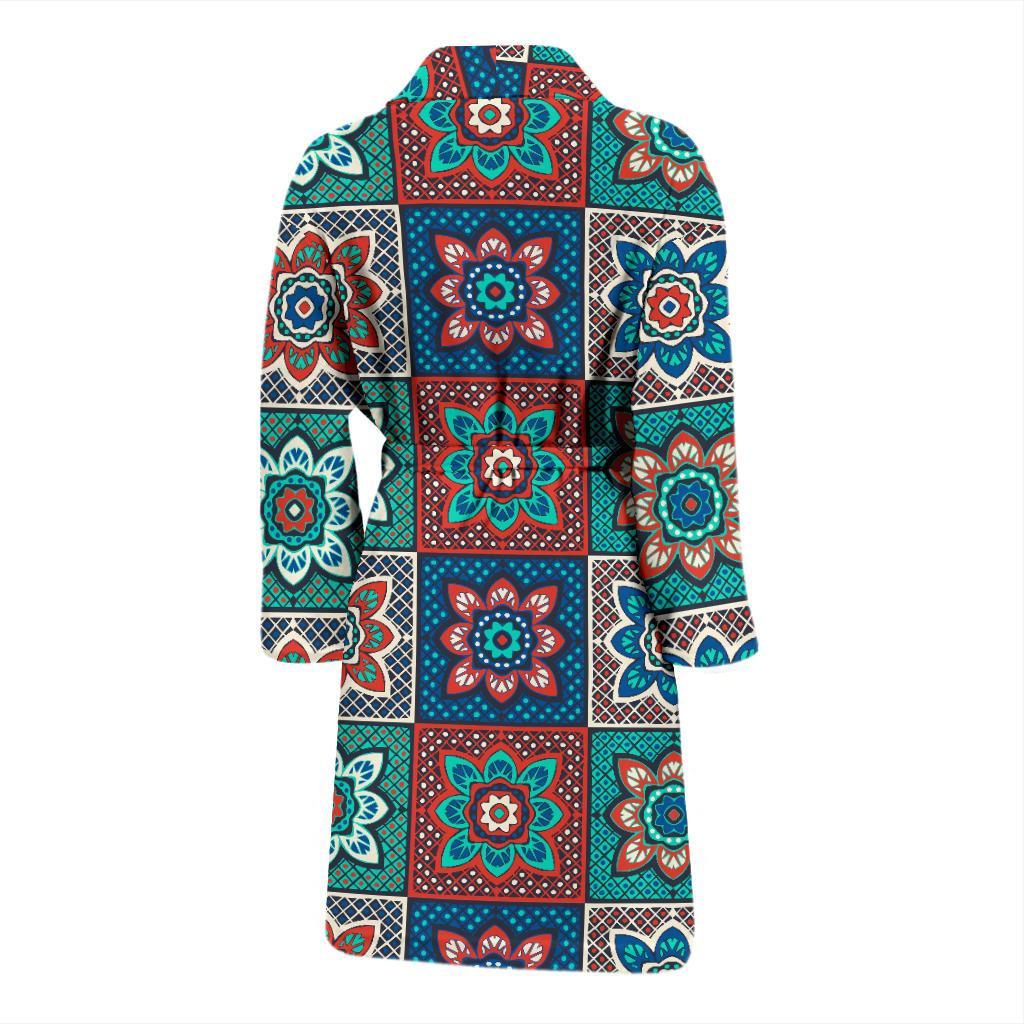 Colorful Mosaic Print Pattern Men Long Robe-grizzshop