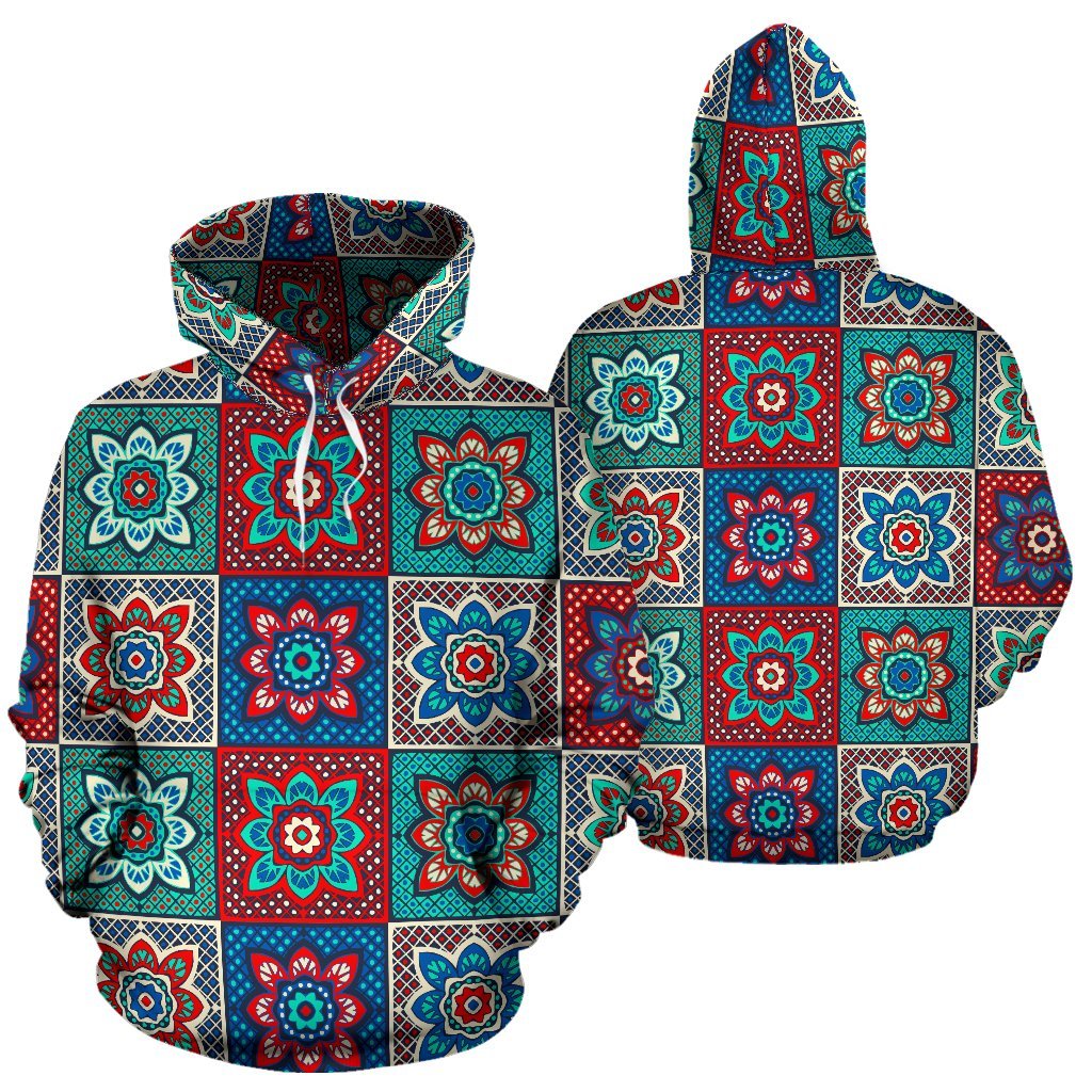 Colorful Mosaic Print Pattern Men Women Pullover Hoodie-grizzshop