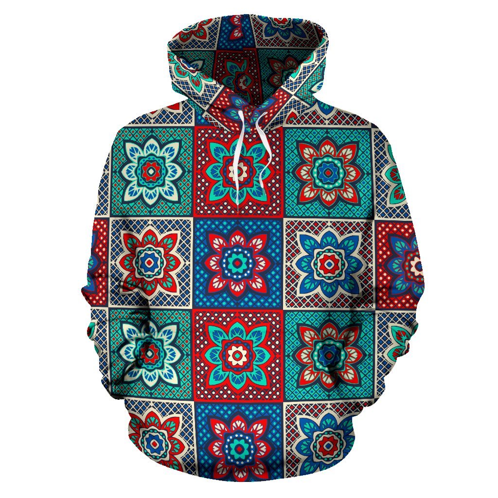 Colorful Mosaic Print Pattern Men Women Pullover Hoodie-grizzshop
