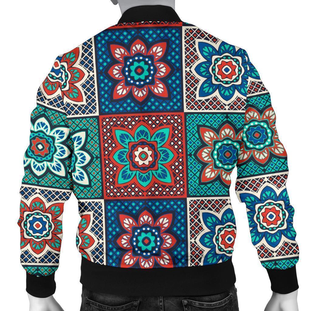 Colorful Mosaic Print Pattern Men's Bomber Jacket-grizzshop