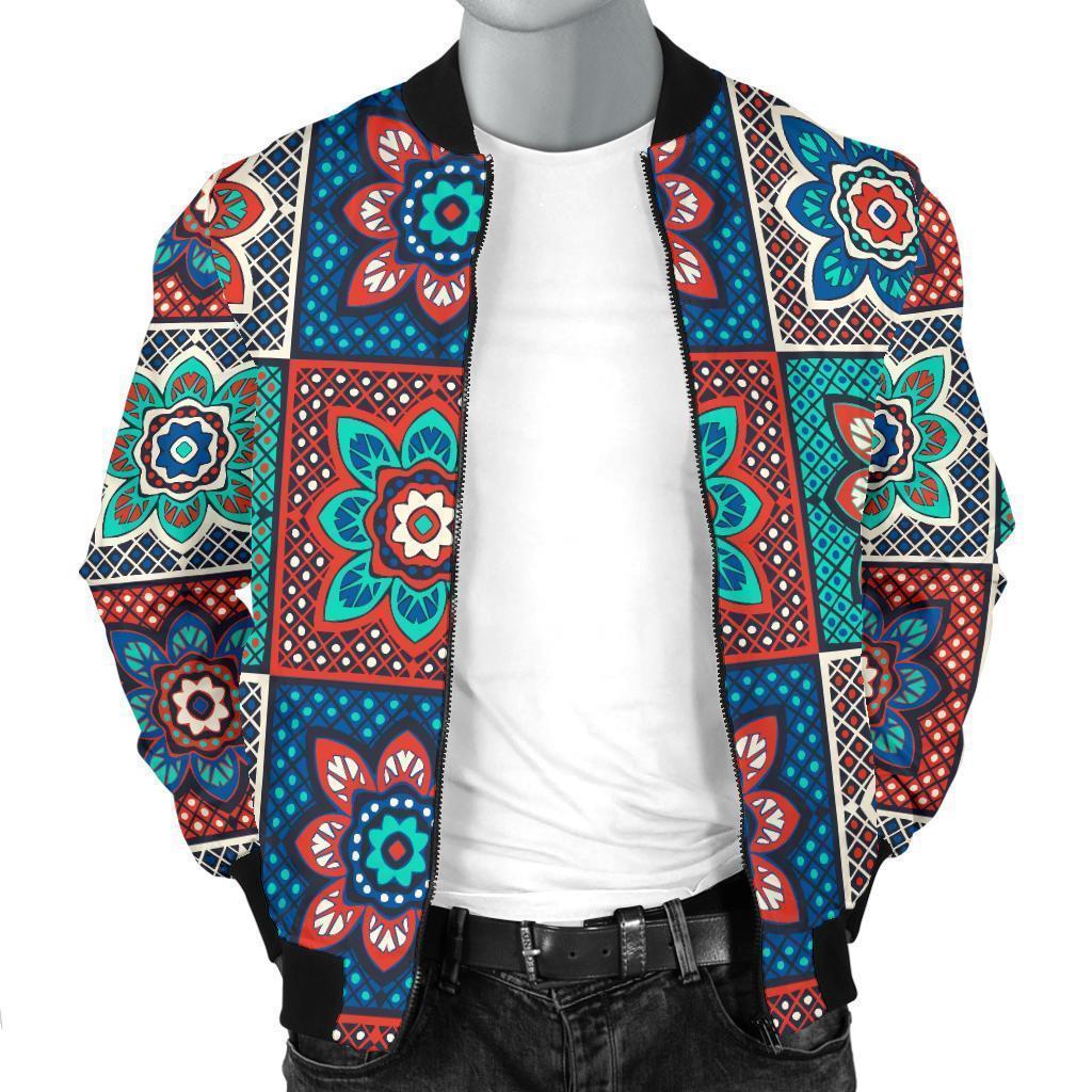 Colorful Mosaic Print Pattern Men's Bomber Jacket-grizzshop