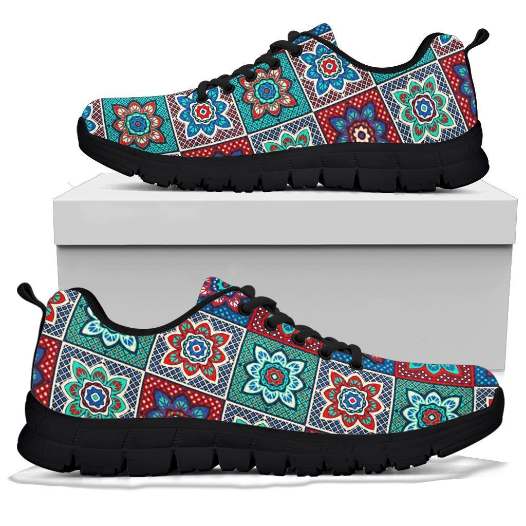Colorful Mosaic Print Pattern Sneaker Shoes For Men Women-grizzshop