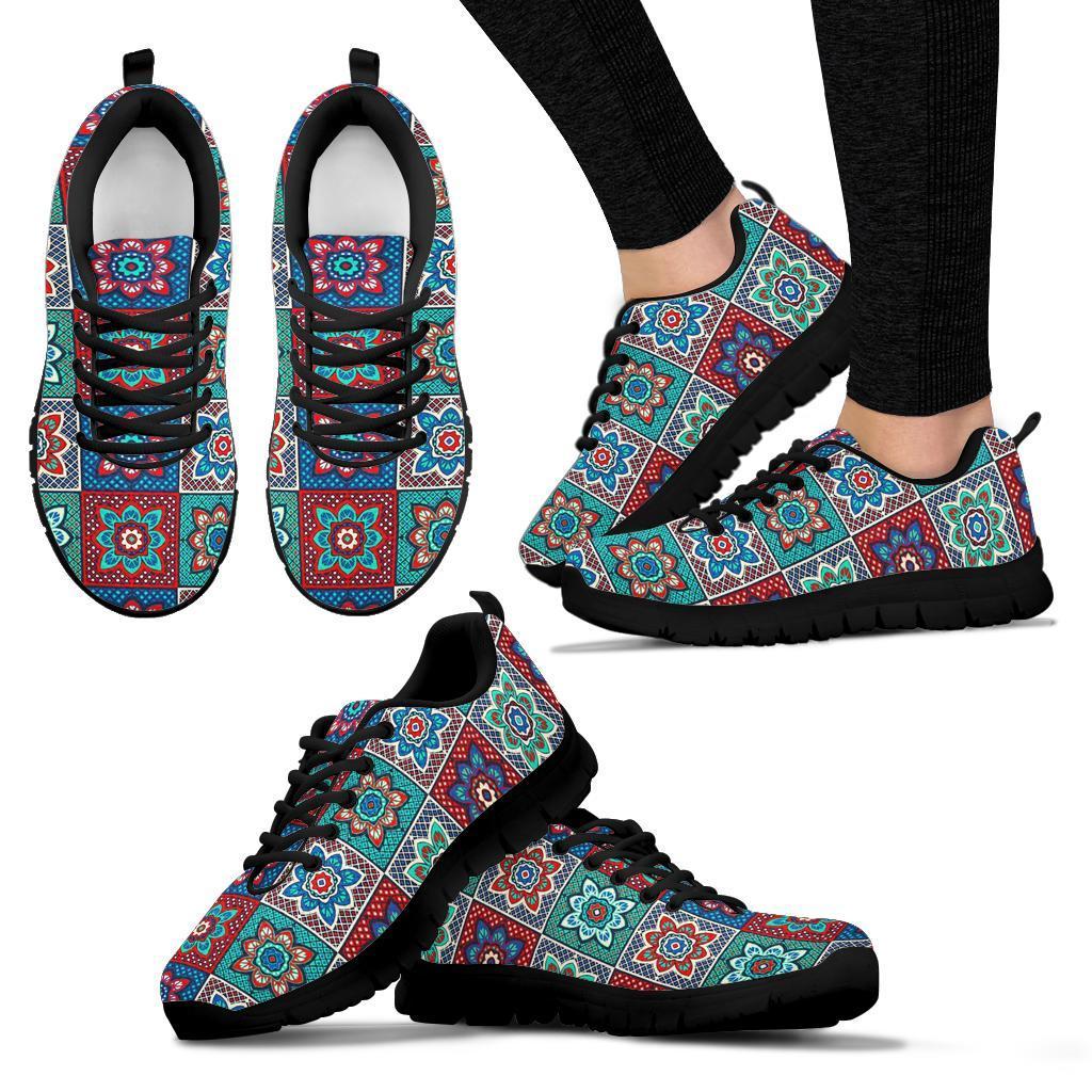 Colorful Mosaic Print Pattern Sneaker Shoes For Men Women-grizzshop