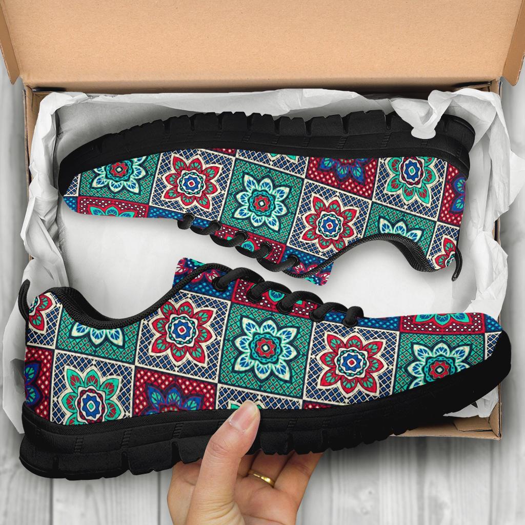 Colorful Mosaic Print Pattern Sneaker Shoes For Men Women-grizzshop