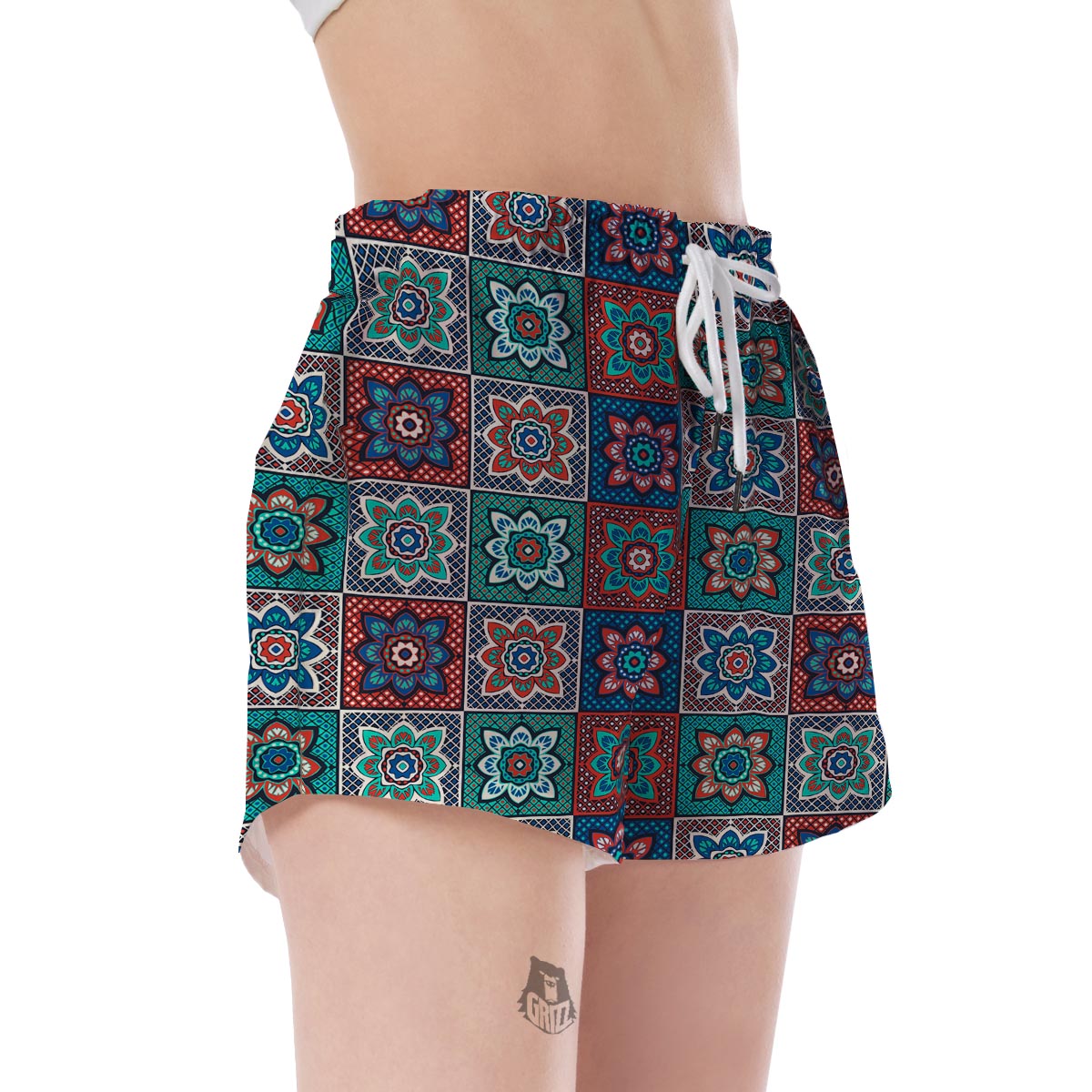 Colorful Mosaic Print Pattern Women's Shorts-grizzshop