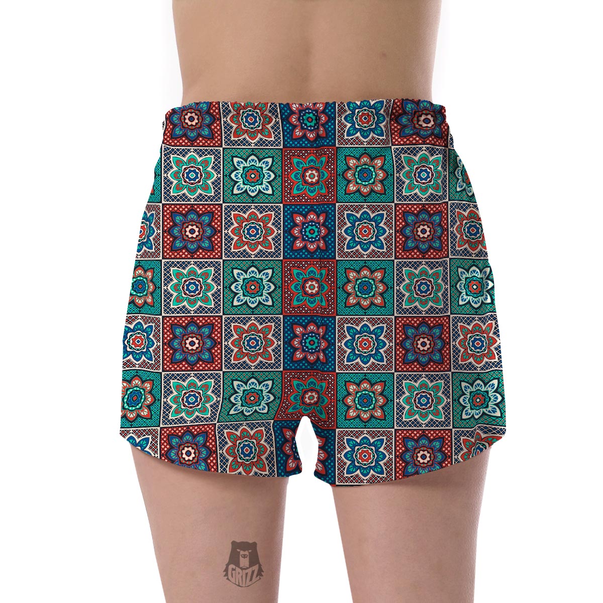 Colorful Mosaic Print Pattern Women's Shorts-grizzshop