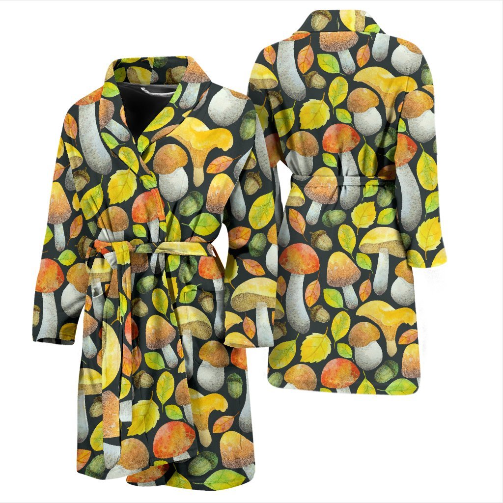 Colorful Mushroom Pattern Print Men Long Robe-grizzshop