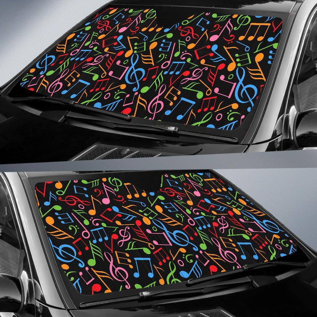 Colorful Music Note Pattern Print Car Sun Shade-grizzshop