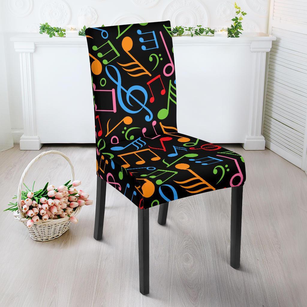 Colorful Music Note Pattern Print Chair Cover-grizzshop