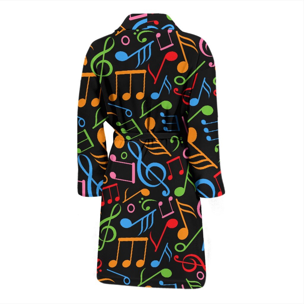 Colorful Music Note Pattern Print Men Long Robe-grizzshop