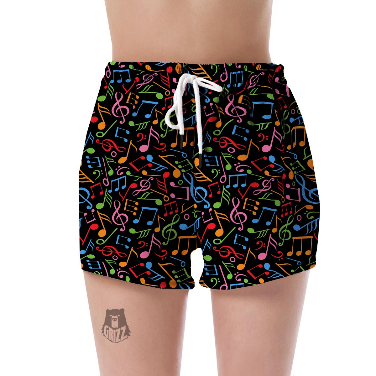 Colorful Music Note Pattern Print Women's Shorts-grizzshop
