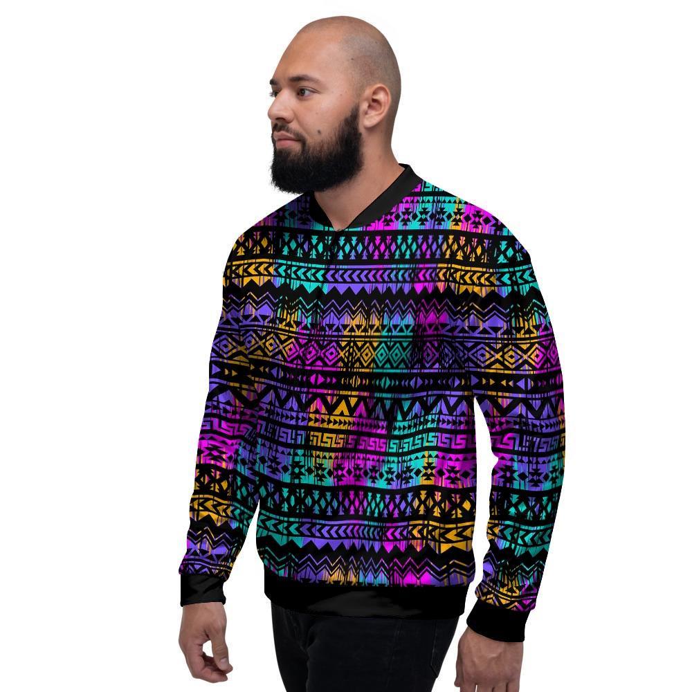 Colorful Native Aztec Geometric Men's Bomber Jacket-grizzshop