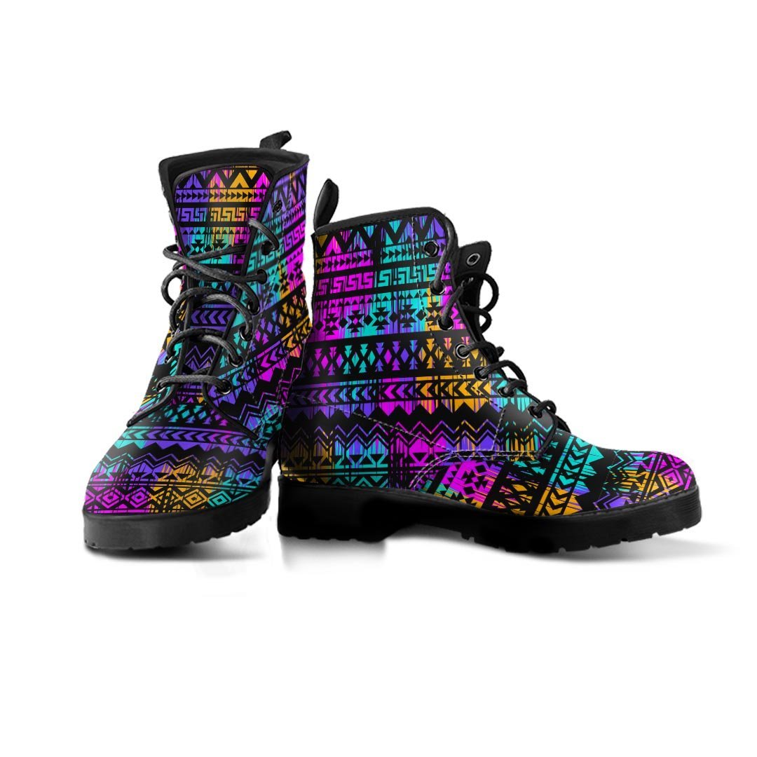Colorful Native Aztec Geometric Men's Boots-grizzshop