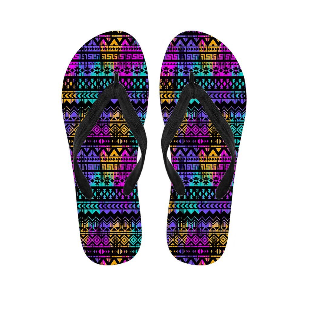 Colorful Native Aztec Geometric Men's Flip Flops-grizzshop