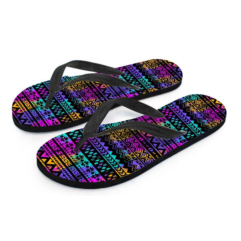 Colorful Native Aztec Geometric Men's Flip Flops-grizzshop