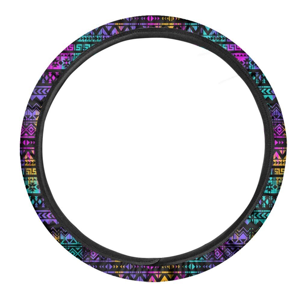 Colorful Native Aztec Geometric Steering Wheel Cover-grizzshop
